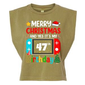 Video Game Lover Merry Christmas Yes ItS My 47th Birthday Gift Garment-Dyed Women's Muscle Tee