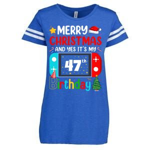 Video Game Lover Merry Christmas Yes ItS My 47th Birthday Gift Enza Ladies Jersey Football T-Shirt