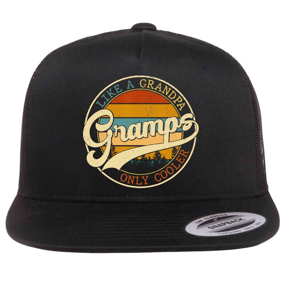 Vintage Gramps Like A Grandpa Only Cooler For Father Day Flat Bill Trucker Hat