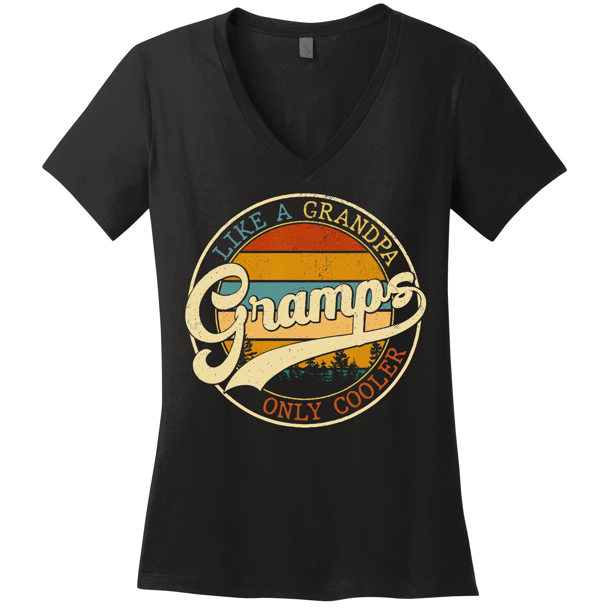 Vintage Gramps Like A Grandpa Only Cooler For Father Day Women's V-Neck T-Shirt
