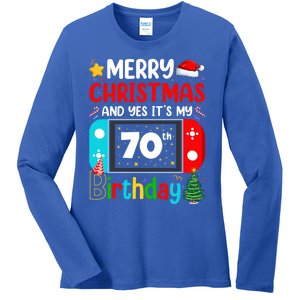 Video Game Lover Merry Christmas Yes ItS My 70th Birthday Gift Ladies Long Sleeve Shirt