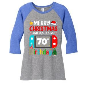 Video Game Lover Merry Christmas Yes ItS My 70th Birthday Gift Women's Tri-Blend 3/4-Sleeve Raglan Shirt