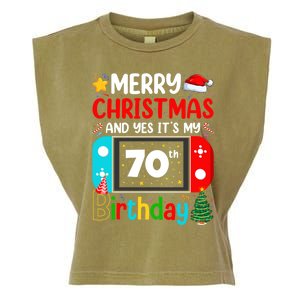 Video Game Lover Merry Christmas Yes ItS My 70th Birthday Gift Garment-Dyed Women's Muscle Tee