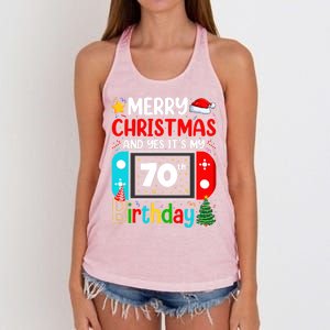 Video Game Lover Merry Christmas Yes ItS My 70th Birthday Gift Women's Knotted Racerback Tank