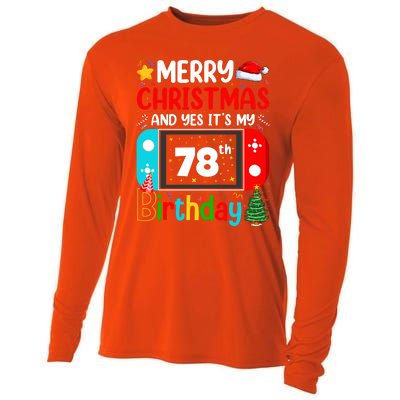 Video Game Lover Merry Christmas Yes ItS My 78th Birthday Great Gift Cooling Performance Long Sleeve Crew