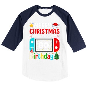 Video Game Lover Merry Christmas Yes ItS My 80th Birthday Gift Baseball Sleeve Shirt