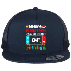 Video Game Lover Merry Christmas Yes ItS My 84th Birthday Gift Flat Bill Trucker Hat