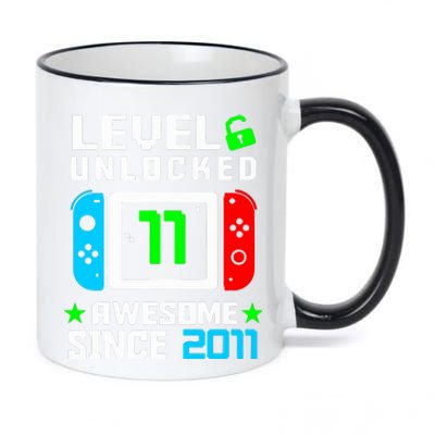 Video Game Level 11 Unlocked 11th Birthday 11oz Black Color Changing Mug