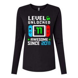 Video Game Level 11 Unlocked 11th Birthday Womens Cotton Relaxed Long Sleeve T-Shirt