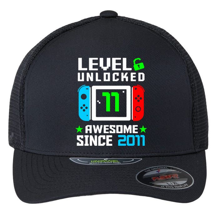 Video Game Level 11 Unlocked 11th Birthday Flexfit Unipanel Trucker Cap