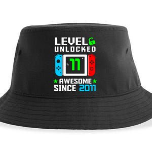 Video Game Level 11 Unlocked 11th Birthday Sustainable Bucket Hat