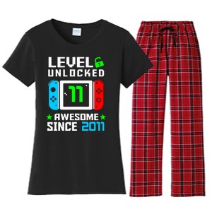 Video Game Level 11 Unlocked 11th Birthday Women's Flannel Pajama Set