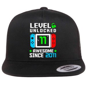 Video Game Level 11 Unlocked 11th Birthday Flat Bill Trucker Hat