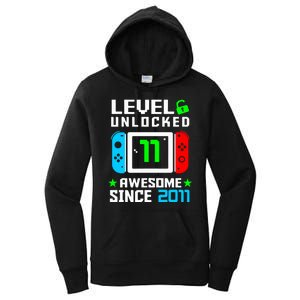 Video Game Level 11 Unlocked 11th Birthday Women's Pullover Hoodie