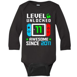 Video Game Level 11 Unlocked 11th Birthday Baby Long Sleeve Bodysuit