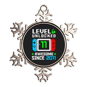 Video Game Level 11 Unlocked 11th Birthday Metallic Star Ornament