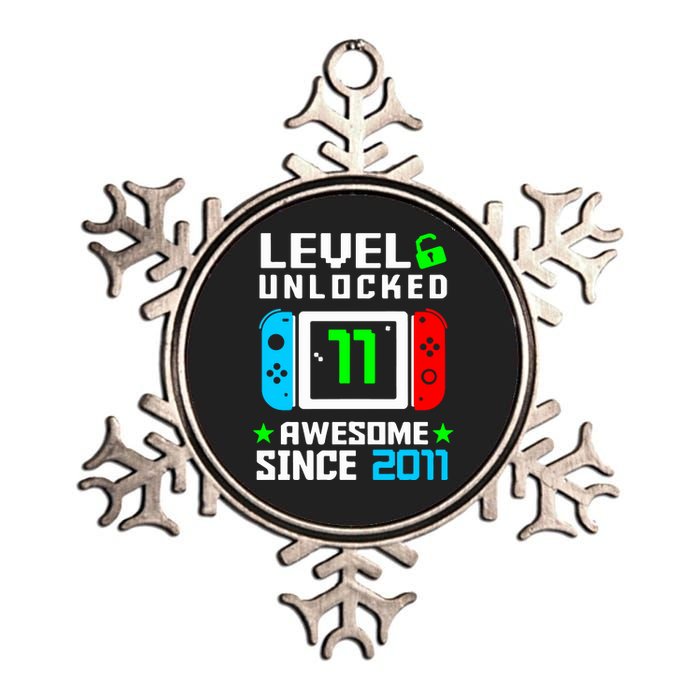 Video Game Level 11 Unlocked 11th Birthday Metallic Star Ornament