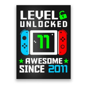 Video Game Level 11 Unlocked 11th Birthday Poster