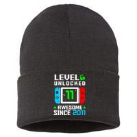 Video Game Level 11 Unlocked 11th Birthday Sustainable Knit Beanie