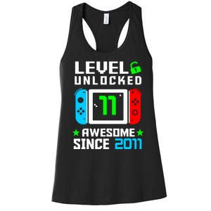 Video Game Level 11 Unlocked 11th Birthday Women's Racerback Tank