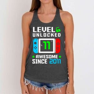 Video Game Level 11 Unlocked 11th Birthday Women's Knotted Racerback Tank