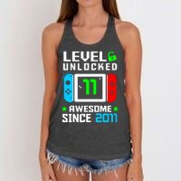 Video Game Level 11 Unlocked 11th Birthday Women's Knotted Racerback Tank