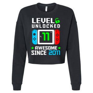 Video Game Level 11 Unlocked 11th Birthday Cropped Pullover Crew