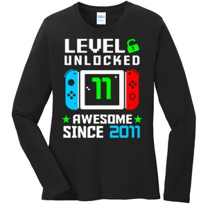 Video Game Level 11 Unlocked 11th Birthday Ladies Long Sleeve Shirt