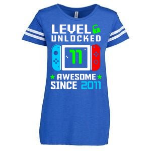 Video Game Level 11 Unlocked 11th Birthday Enza Ladies Jersey Football T-Shirt