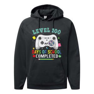 Video Game Level 100 Days Of School Completed Performance Fleece Hoodie