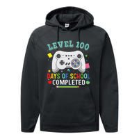 Video Game Level 100 Days Of School Completed Performance Fleece Hoodie