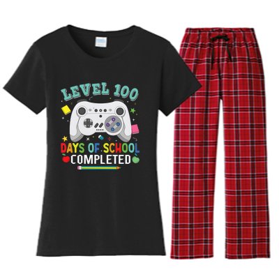 Video Game Level 100 Days Of School Completed Women's Flannel Pajama Set