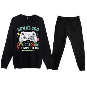 Video Game Level 100 Days Of School Completed Premium Crewneck Sweatsuit Set