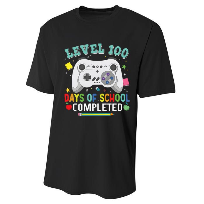 Video Game Level 100 Days Of School Completed Performance Sprint T-Shirt