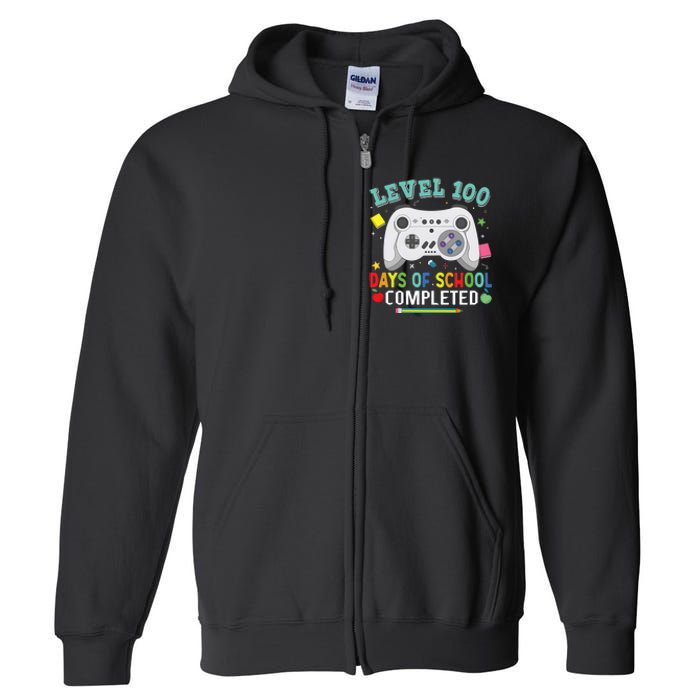 Video Game Level 100 Days Of School Completed Full Zip Hoodie