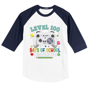 Video Game Level 100 Days Of School Completed Baseball Sleeve Shirt