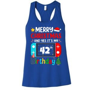 Video Game Lover Merry Christmas Yes ItS My 42th Birthday Gift Women's Racerback Tank