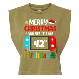 Video Game Lover Merry Christmas Yes ItS My 42th Birthday Gift Garment-Dyed Women's Muscle Tee