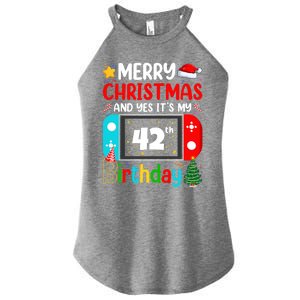 Video Game Lover Merry Christmas Yes ItS My 42th Birthday Gift Women's Perfect Tri Rocker Tank