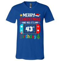 Video Game Lover Merry Christmas Yes ItS My 43th Birthday Great Gift V-Neck T-Shirt