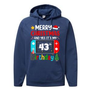 Video Game Lover Merry Christmas Yes ItS My 43th Birthday Great Gift Performance Fleece Hoodie