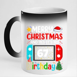 Video Game Lover Merry Christmas Yes ItS My 67th Birthday Gift 11oz Black Color Changing Mug