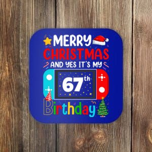 Video Game Lover Merry Christmas Yes ItS My 67th Birthday Gift Coaster