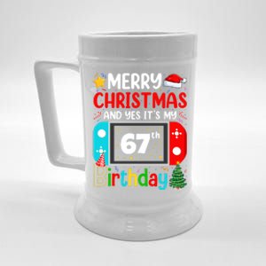 Video Game Lover Merry Christmas Yes ItS My 67th Birthday Gift Beer Stein