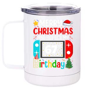 Video Game Lover Merry Christmas Yes ItS My 67th Birthday Gift 12 oz Stainless Steel Tumbler Cup