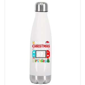 Video Game Lover Merry Christmas Yes ItS My 67th Birthday Gift Stainless Steel Insulated Water Bottle