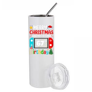 Video Game Lover Merry Christmas Yes ItS My 67th Birthday Gift Stainless Steel Tumbler