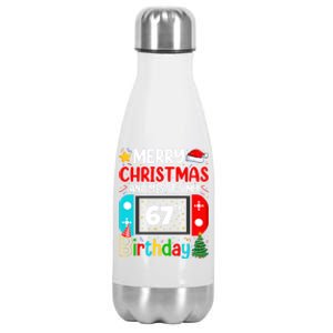 Video Game Lover Merry Christmas Yes ItS My 67th Birthday Gift Stainless Steel Insulated Water Bottle