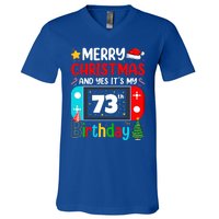 Video Game Lover Merry Christmas Yes ItS My 73th Birthday Cool Gift V-Neck T-Shirt