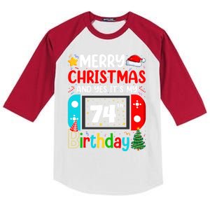 Video Game Lover Merry Christmas Yes ItS My 74th Birthday Gift Kids Colorblock Raglan Jersey